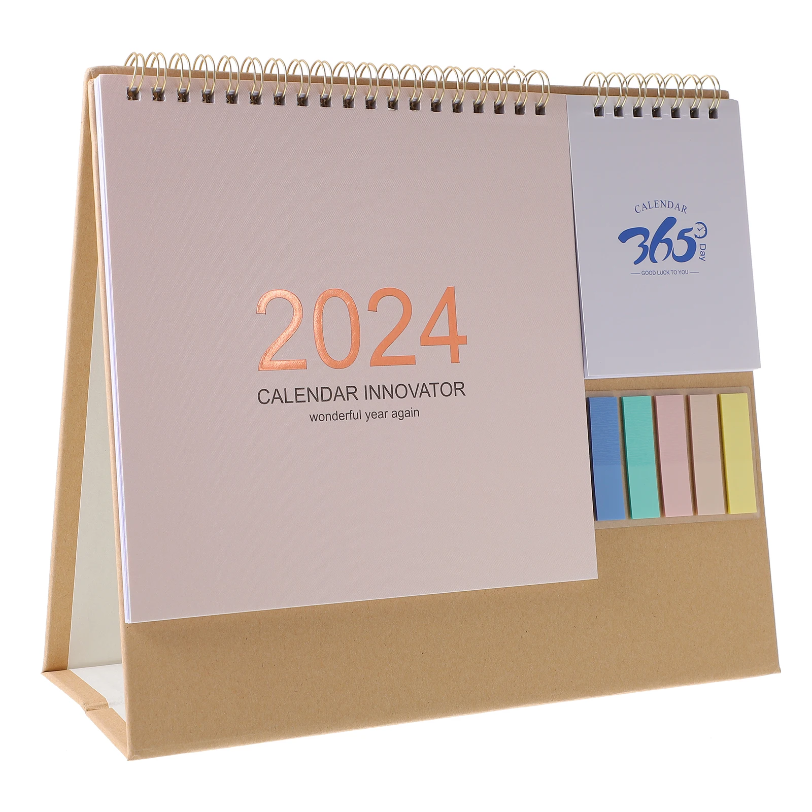 

2024 Desk Calendar Minimalist Creative Business Notes Pink Yellow Stand Flip Page Memo Planner Office Decor Table Top
