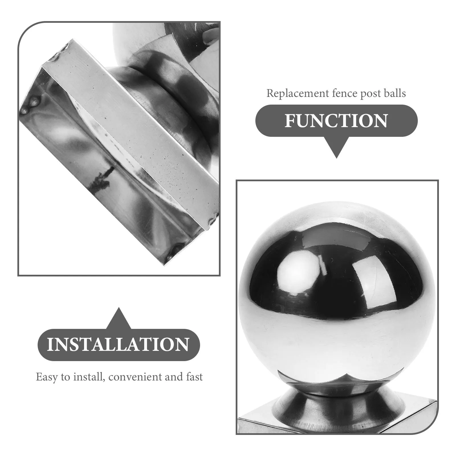 

Stainless Steel Ball Railing Finial Decorative Fence Post Cap For Gate Deck Stair Handrail Guardrail Cover Outdoor Indoor