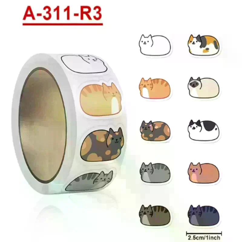 500PCS Kawaii Cartoon Cat Tuo Tuo Roll Stickers Skateboard Laptop Luggage Skateboard Phone Gift Waterproof Phone Cute Sticker