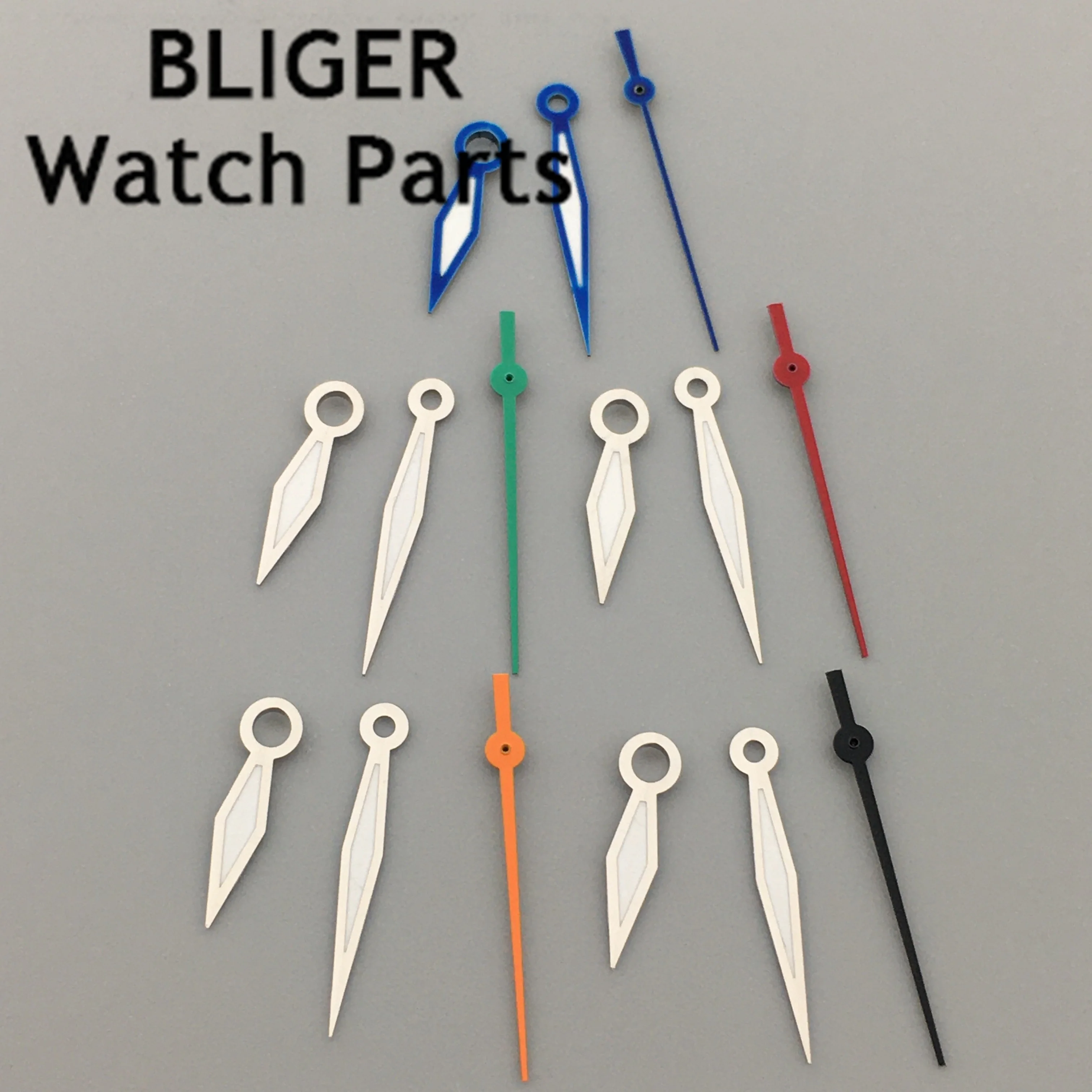 

BLIGER silver blue watch hands green luminous hands fit NH35 NH36 movement