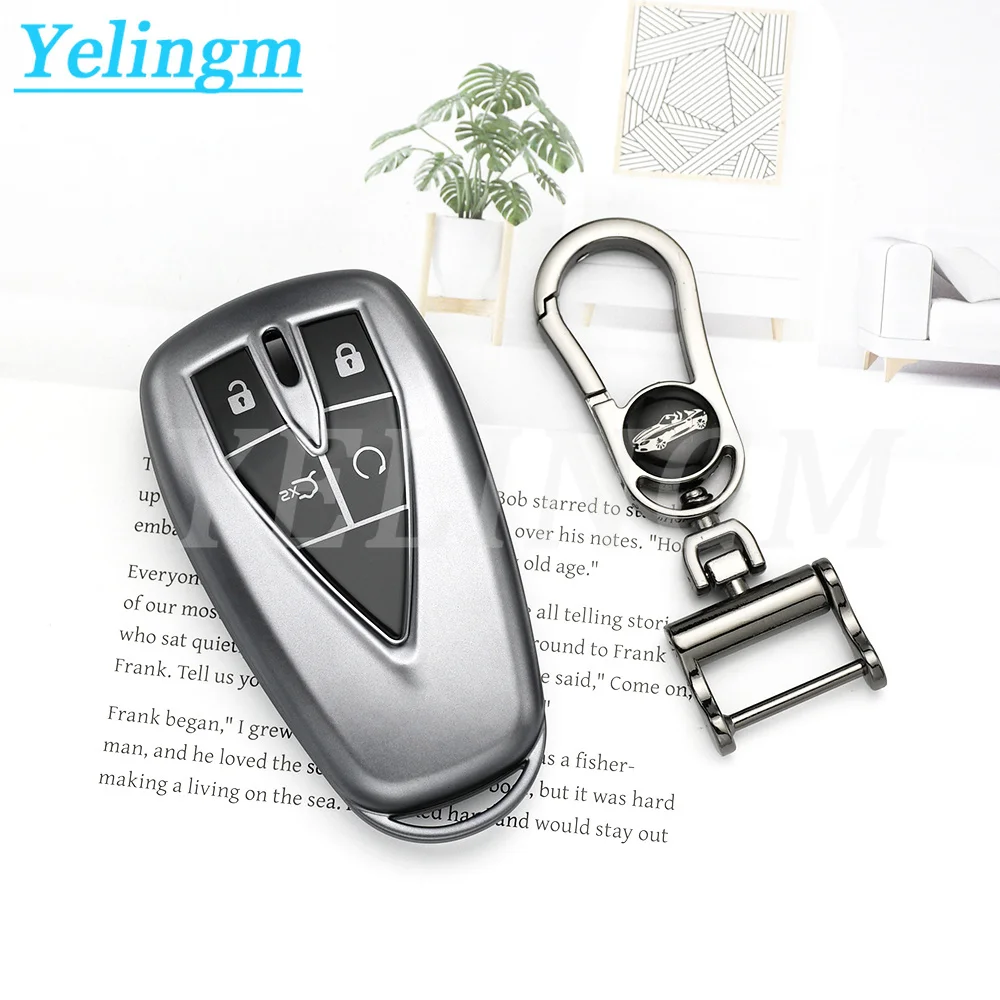 Gun Grey TPU Smart Car Key Case Cover for Changan Eado Unit CS35plus CS55plus CS75plus Protected Keychains Interior Accessories