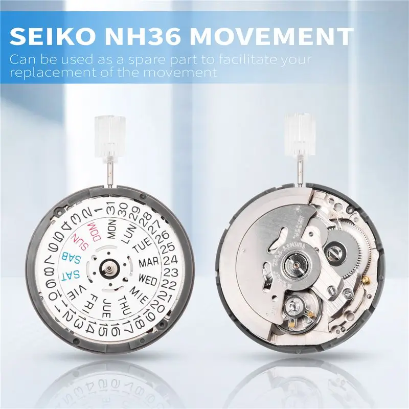 A32HOT-NH36 English Date Week Automatic 3.8 O'clock Crown Watch Movement Mechanical Replacement Parts