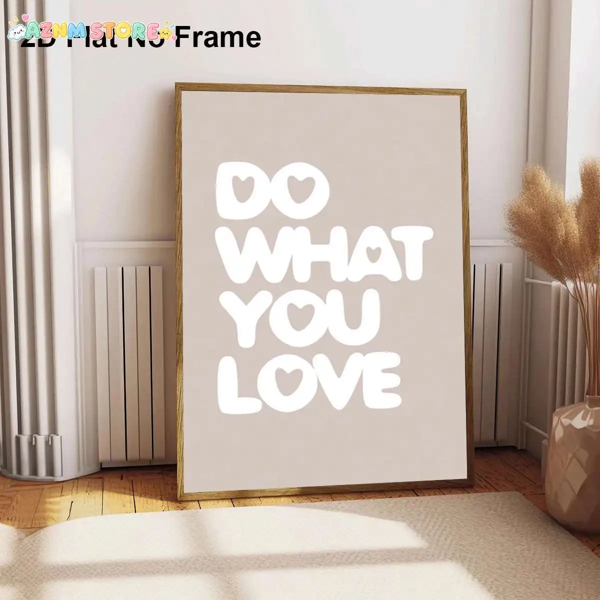 2027,A Single Piece of Frameless Canvas Art Featuring The Motivational Phrase 'Do What You Love' with Heart Designs in White