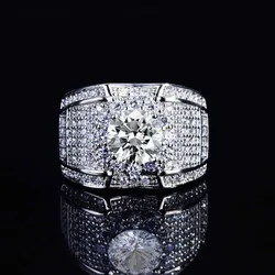 Genuine 18k gold Engagement Ring for men luxury Full Paved diamond 1 8 k Elegant Simple Female Jewelry Ring Hot Sale mens rings