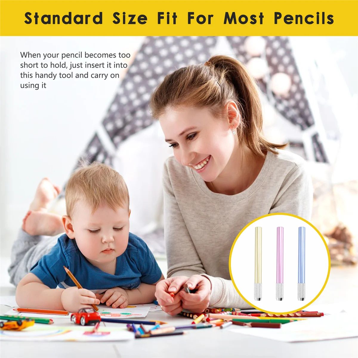 Extender Holder 3pcs metal Pencil Lengthened Extender Holder random