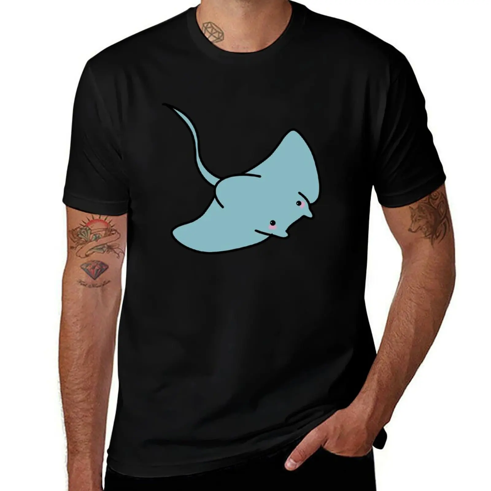 Cute Blue Stingray T-Shirt Sports Basic Short Sleeve T-Shirt