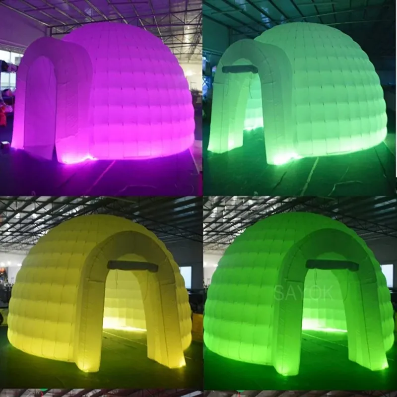 White Large Inflatable Dome Tent With Led Light Igloo Camping Dome Tent for Outdoor Advertising Commercial Business Supplies