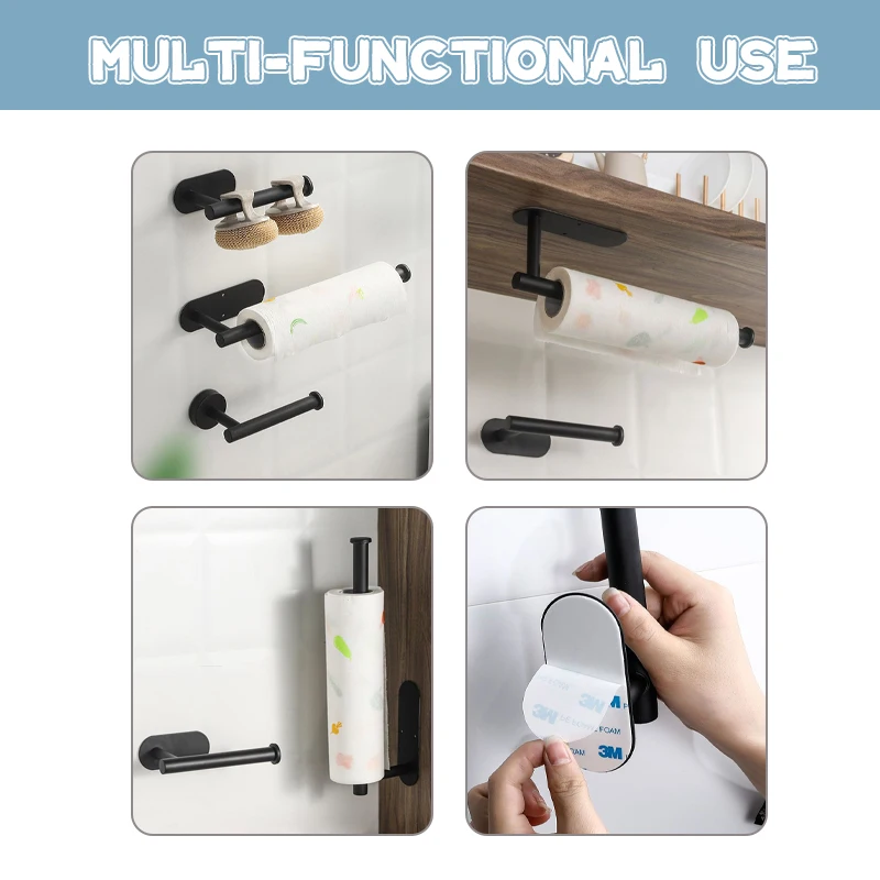 Wall Mounted Toilet Paper Holder Towel Holder for Kitchen Stainless Steel Cabinet Paper Roll Storage Hanger Bathroom Accessories