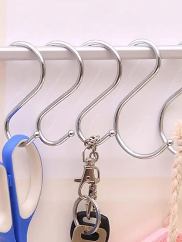 Stainless Steel S Hooks Multipurpose Stainless Steel Hooks Rust-Proof Hooks with Large Bearing Load Hangable Hooks for Bedroom