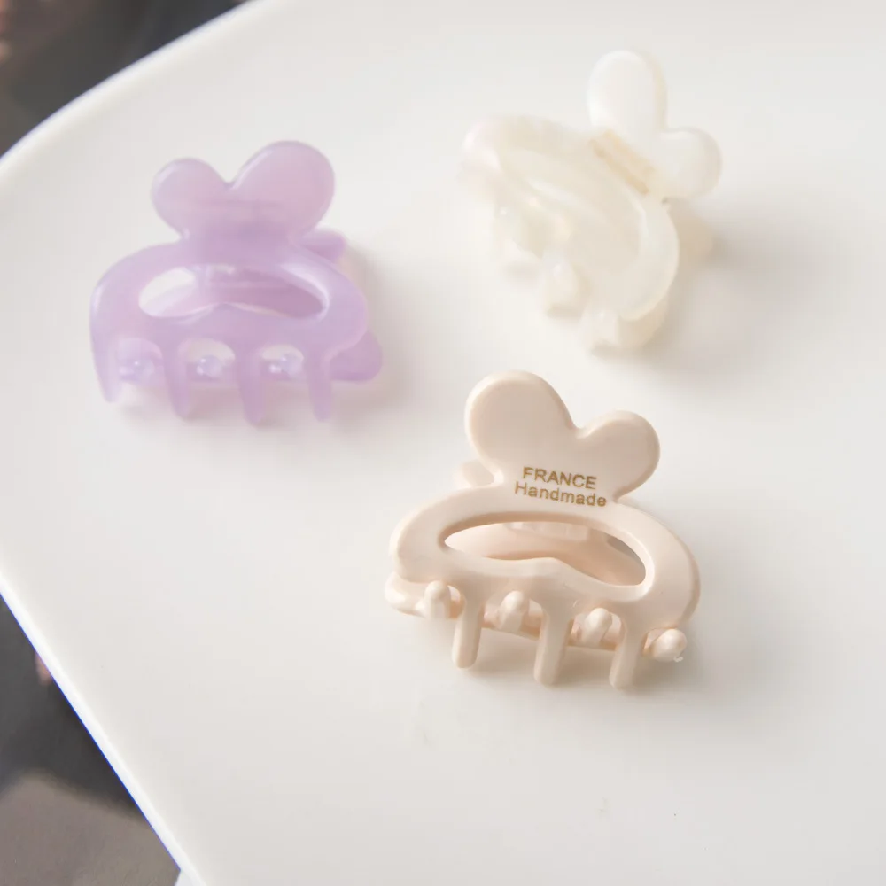 إكسسوار شعر كوري قطعة واحدة من مشبك مخلب الفراشة من الأسيتات مع تصميم مجوف للاستخدام اليومي