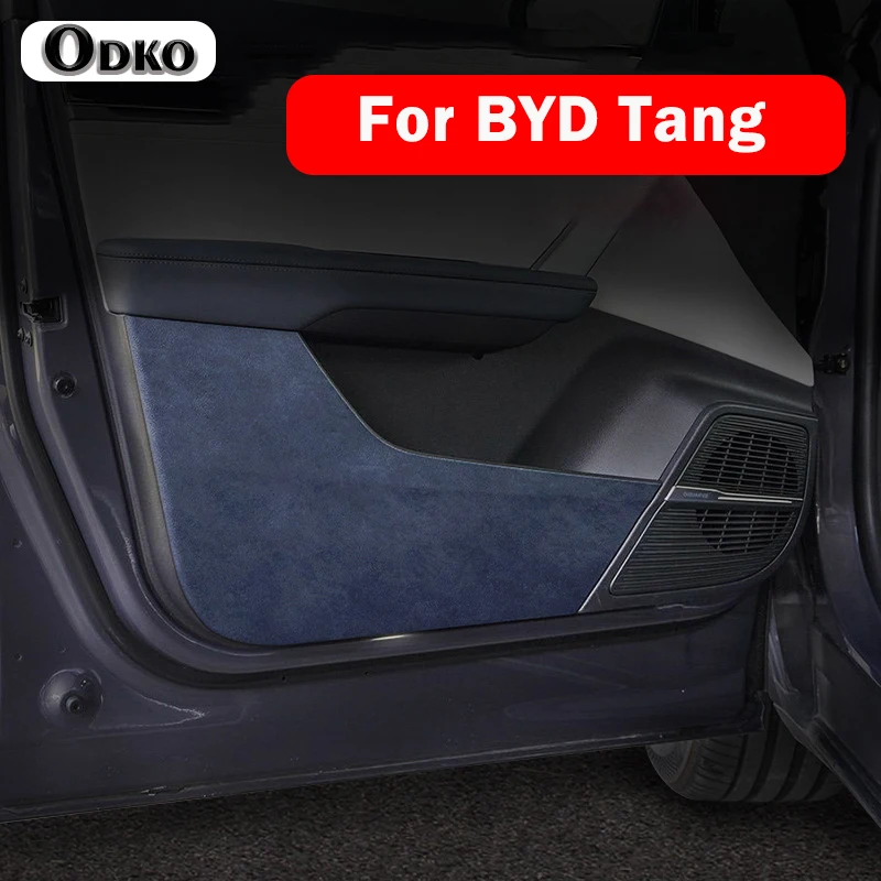 4Pcs Car Door Anti Kick Protection Pad Panel Alcan tara Suede Auto Doors Anti-Dirty Trim For BYD Tang EV DMI/DMP Tan 2023 2022