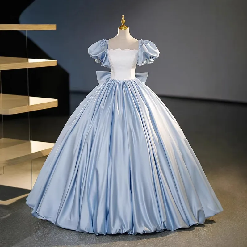 

Customized Elegant Evening Dress, Banquet High-end Feel French Princess Puffy Dress, Art Exam Niche Color Blocked Art Exam Dress