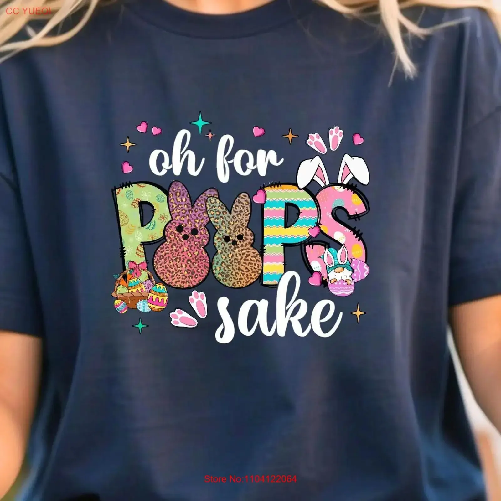 

Футболка с пасхальным кроликом Happy Cute для женщин, красочный выглядывающий очаровательный праздничный весенний наряд, винтажная стираная дизайнерская одежда