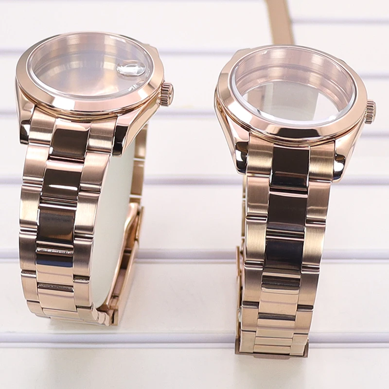 Fenya 36mm 40mm Herren-Uhrengehäuse PVD Roségold Armband Saphirglas für Explorer Seiko NH35 NH36 4R36 8215 Uhrwerk 28,5mm Zifferblatt 10ATM – Detail 7