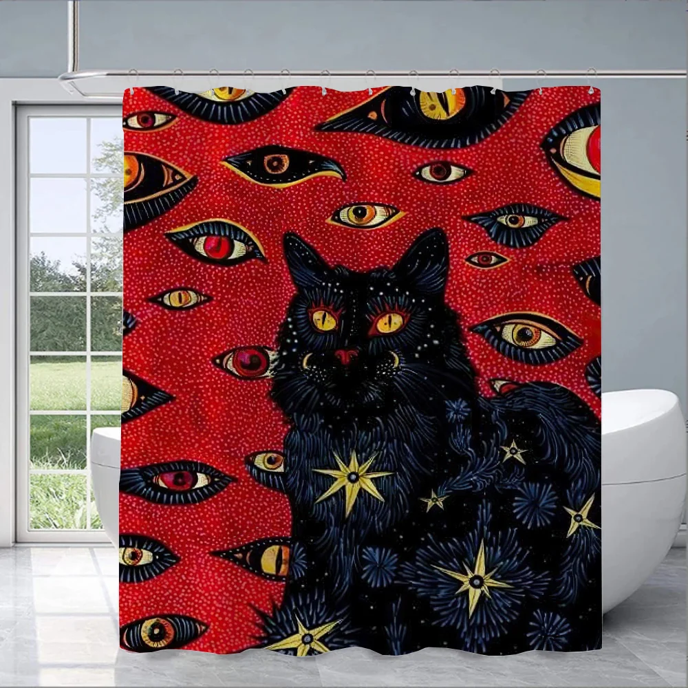 Cat Coven Shower Shower Curtain for Bathroom Opaque Curtains Accessories Bath Bedrooms Waterproof the Home Fabric Shade Products