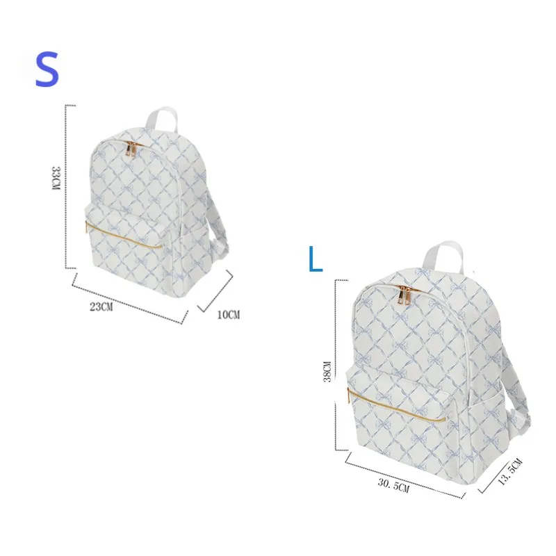 Imagem -02 - Mochila Estudantil Impressa em Grade Curva Mochila de Nylon Impermeável Mochilas de Viagem para Meninas e Mulheres Adolescentes Rosa e Azul Novo Design 2024