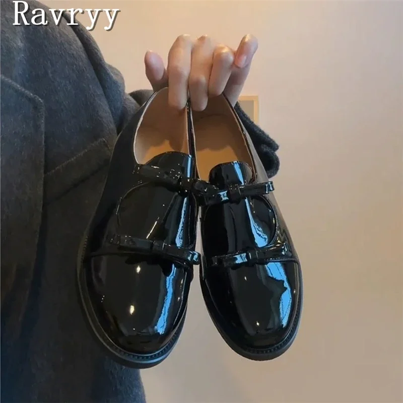 

Женские лоферы с узлами-бабочками в британском стиле, новые весенние туфли Мэри Ianes с круглым носком на толстой подошве, милые туфли Лолиты для девочек