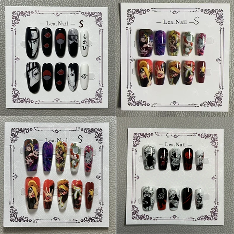 

Cosplay Uzumaki Naruto Nail Art Haruno Sakura Decorate Patch Jewelry Wear Armor Manicure Diy Nails Sasuke Anime Cartoon Props