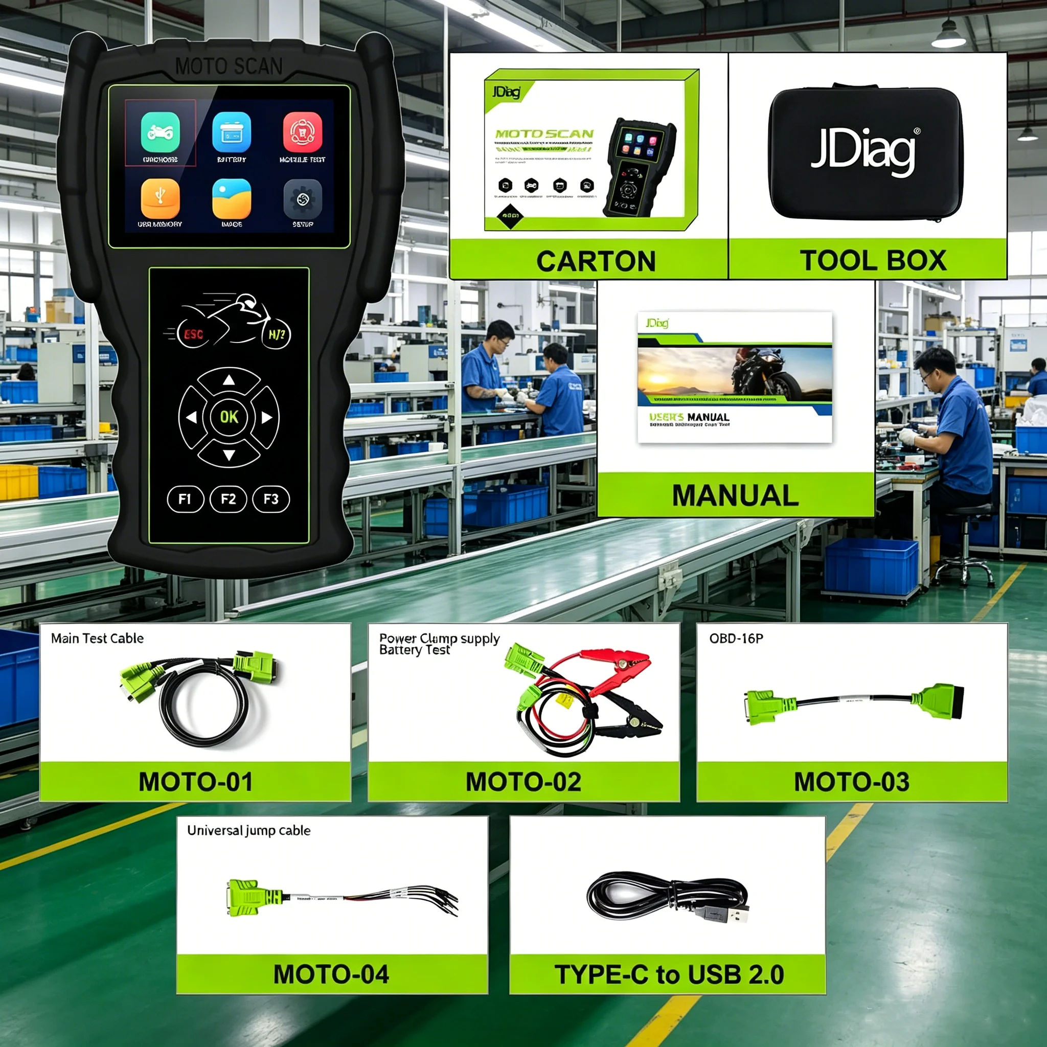 

JDiag M100 Pro Motorcycle Diagnostic Scanner OBD2 Fault Diagnostic Tool Motorbike Code Reader ForBMW Kawasaki Yamaha Suzuki KTM