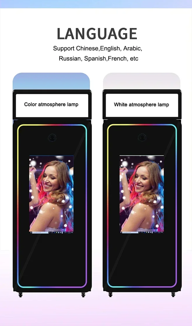 2024 Best Choice 70 Inch Mirror Photo Booth Machine Portable Selfie Magic Photo Booth Mirror with camer and Printer