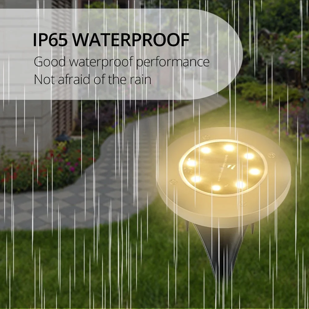 8pcs 8/20LED Solar Thermal Lights Garden Decor Ground Plug-in  Waterproof Street Solar Charging Underground Deck Spotlights