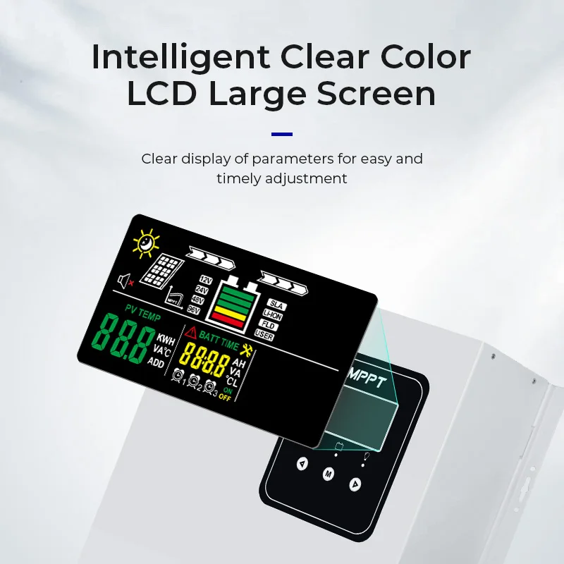 MPPT 200A Solar Charge Controller 12V 24V 36V48V LCD Display Solar Panel Battery Intelligent Regulator for Lead-acid/Lithium
