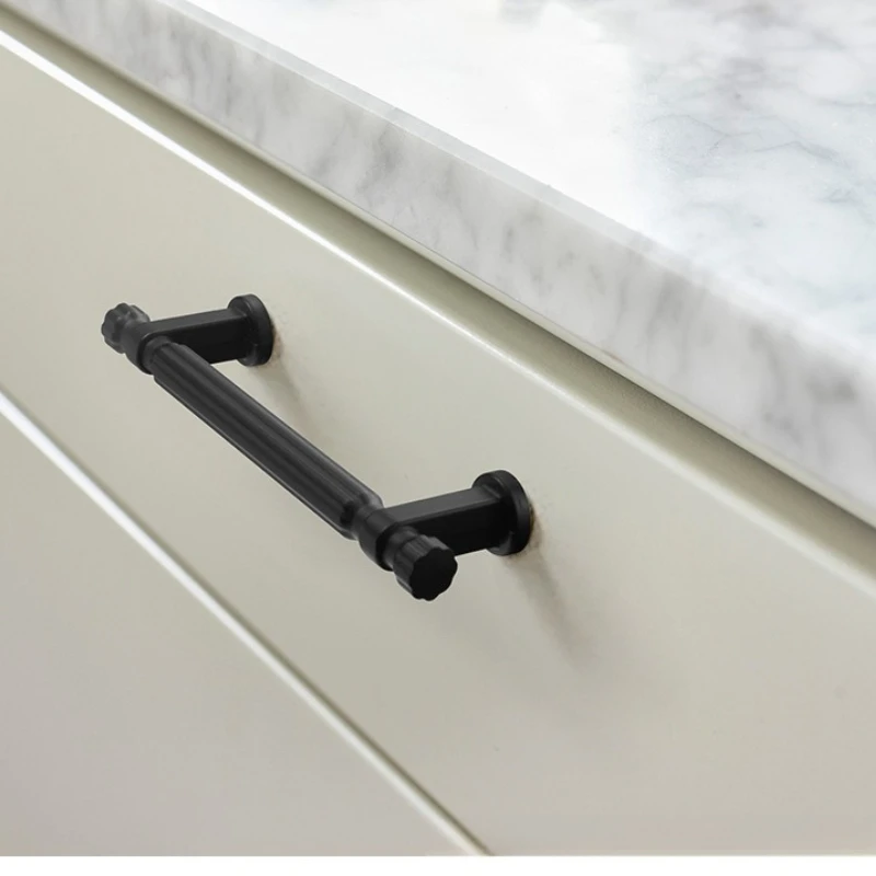 High-End Black Single Hole Handle Modern Nordic French Style Drawer Pull for Kitchen Wardrobe Cabinet Door Hardware