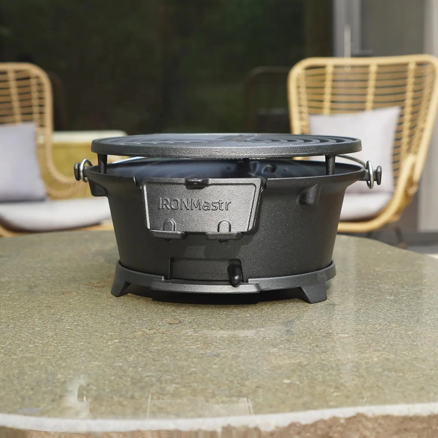 Гриль Hibachi на открытом воздухе, 100% чугунный гриль, мини-маленький портативный угольный гриль для уличной походной печи - 2 высота, воздух