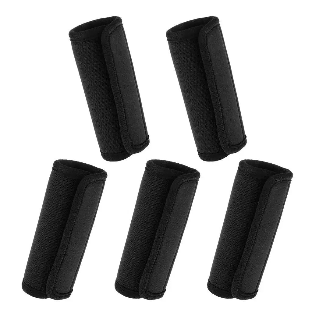 Pack of 5 Luggage Suitcase Handle Comfort Wraps/Cover Identifier Tags-Black