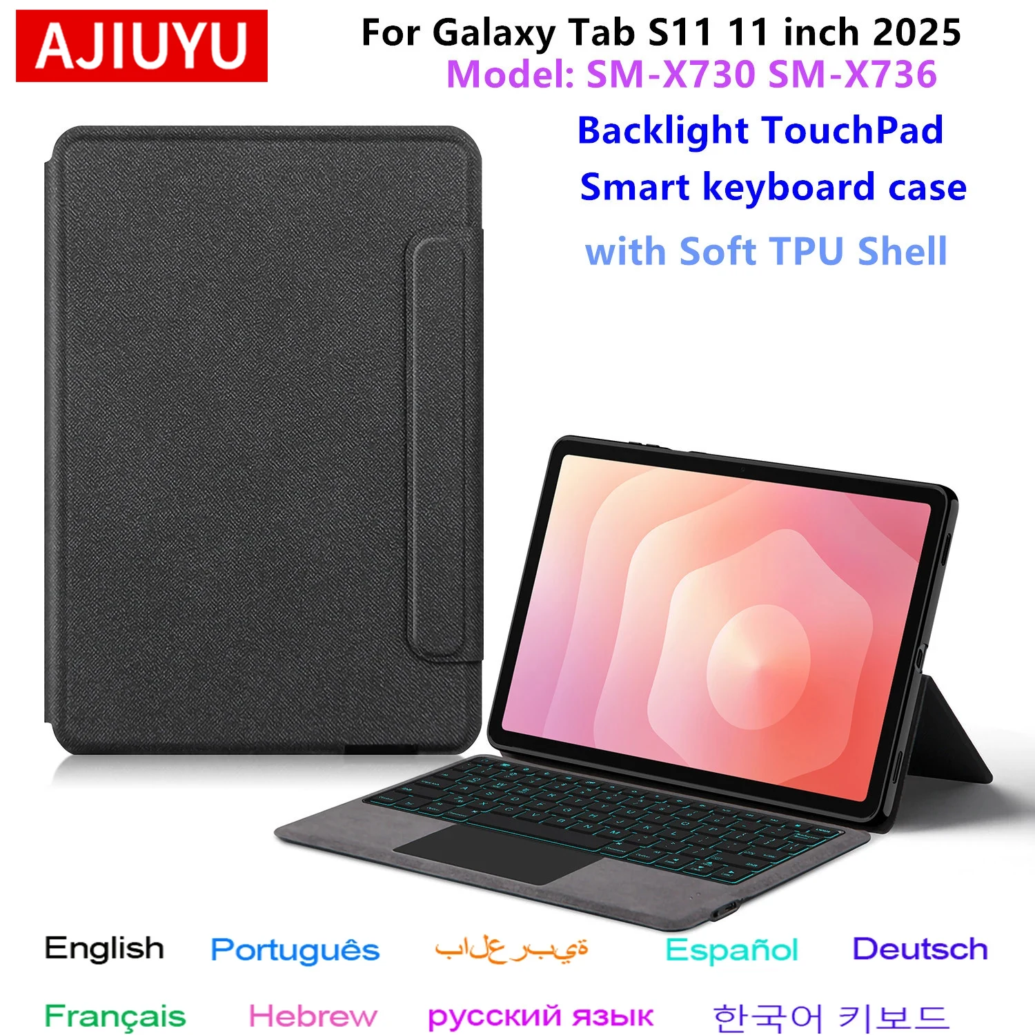 

Чехол с волшебной клавиатурой для Samsung Galaxy Tab S11 11 дюймов 2025 SM-X730 SM-X736 Чехол с клавиатурой для планшета Tab S11 2025 11 дюймов, чехол Funda