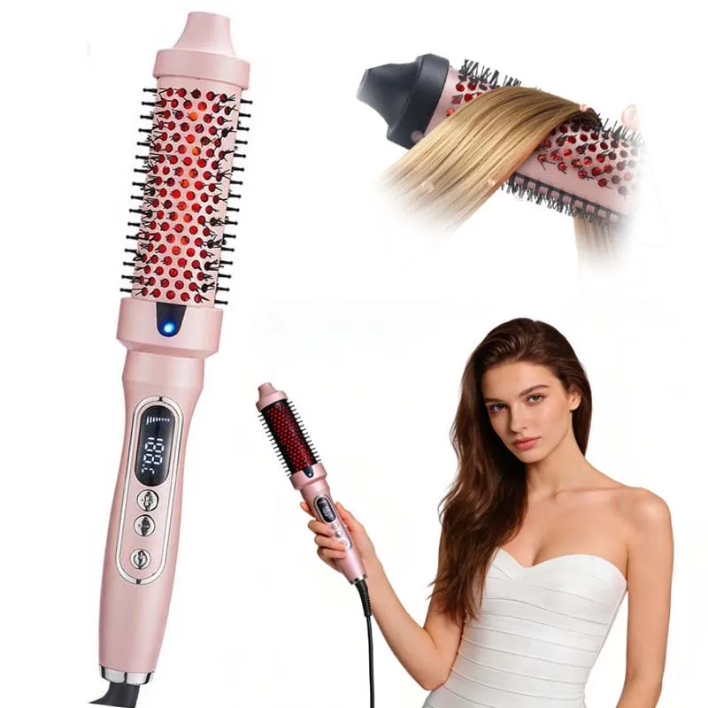 Electric PTC Ceramic Hair Curler Comb Heated Brush for Long Dry Hair Curling & Volumizing Anti-Scald LCD Display Portable