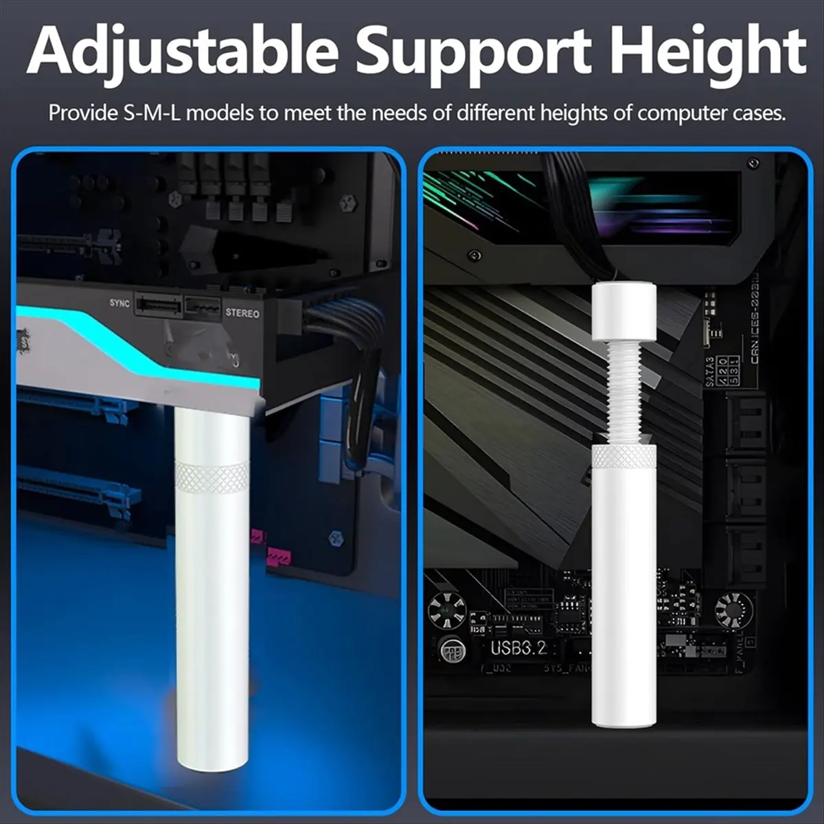 [HUND Store]~Graphics Card GPU Support Bracket Adjustable Height GPU Sag Bracket with Magnet & Non-Slip Sheet GPU Brace