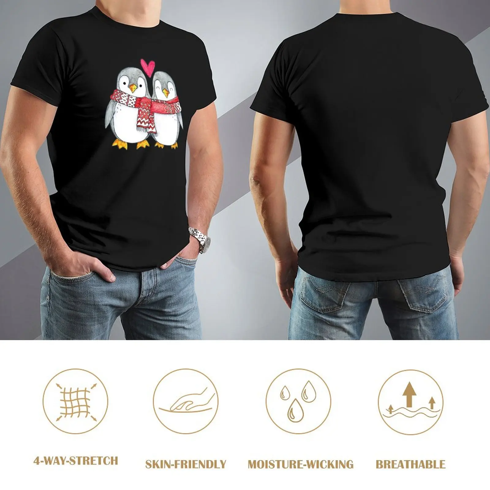 Winter Penguin Lovers Cute Christmas T-Shirt graphic shirts anime t shirts mens big and tall t shirts image 4