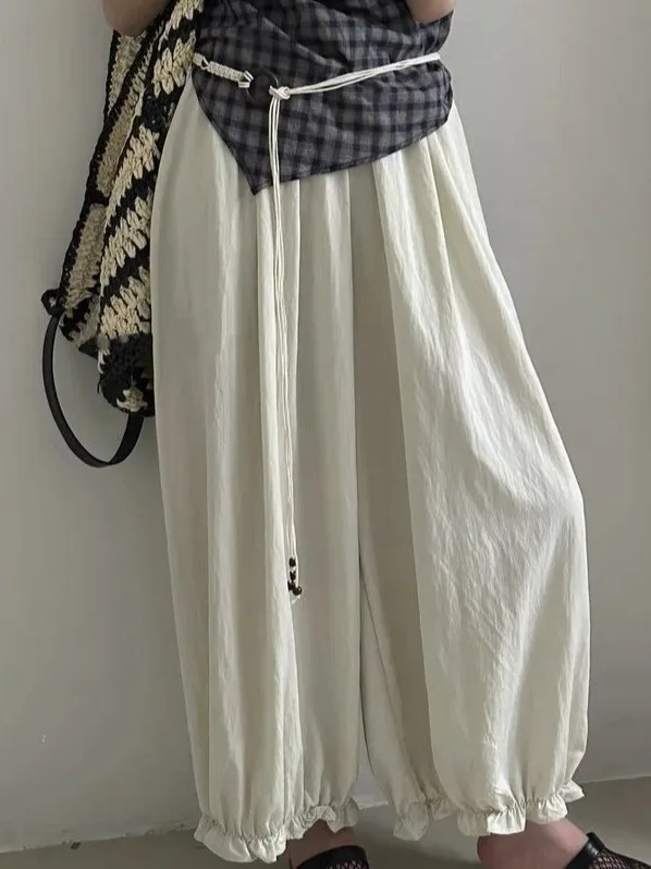 Koreanische Sle Vielseitige Casual Hosen frauen Hohe Taille Breite Bein Elastische Taille Design Frühling Sommer Neue Sle Floral Print