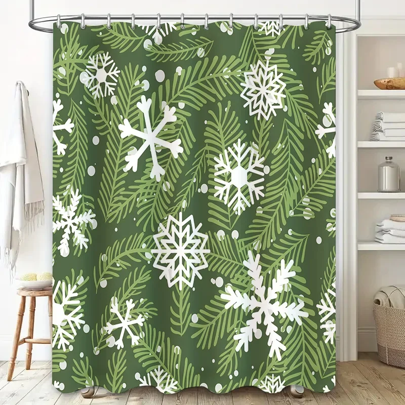 

Снежинка сосновый лист занавеска для душа водостойкий декор для ванной комнаты зимняя рождественская тема набор украшений для дома белый зеленый цвет (180x2