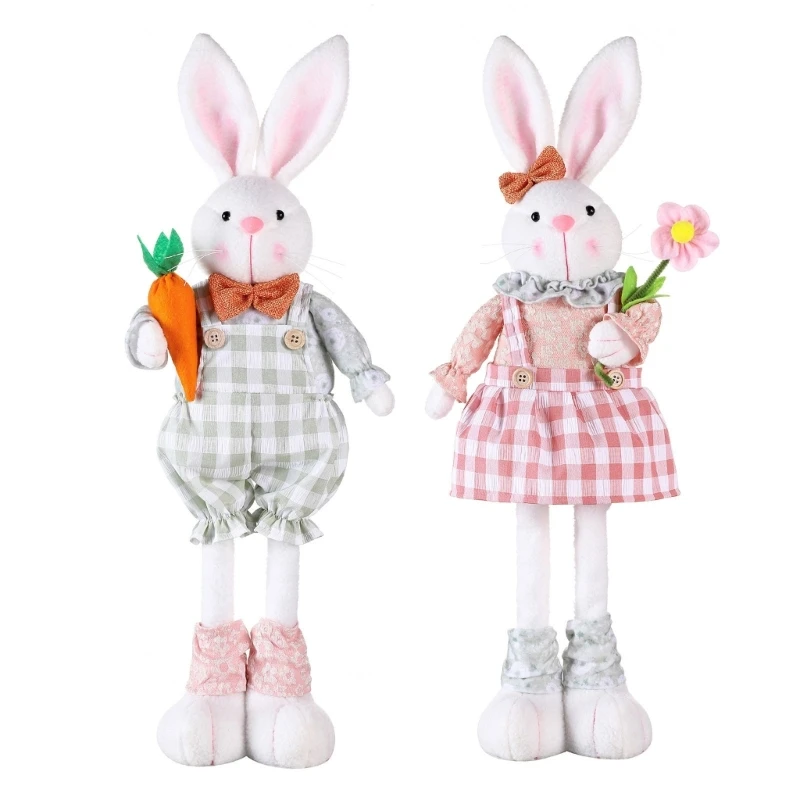 

Stretchable Legs Easter Rabbit Figurine Delicate Cartoon Statue for Home Office