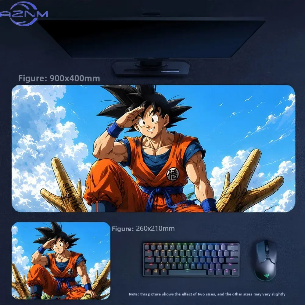 Anime Dragon Ball Son Goku Salute Blue Sky White Cloud Large Mousepad Rubber Non-Slip Gaming Desk Mat Keyboard Pad for Home Offi