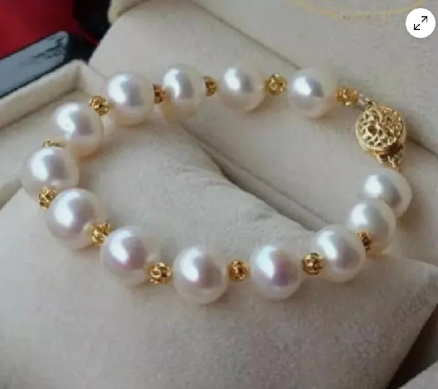 

Fashion Jewelry 7.5"-8" AAA+ 8-9MM SOUTH SEA GENUINE WHITE PEARL BRACELET 14K CLASP