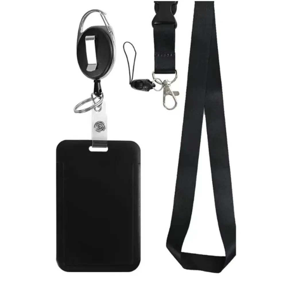 

Rope Retractable Work Permit Card Set Neck Hanging with Breakaway Lanyard Badge Reel Clip Set Carabiner Reel Clip