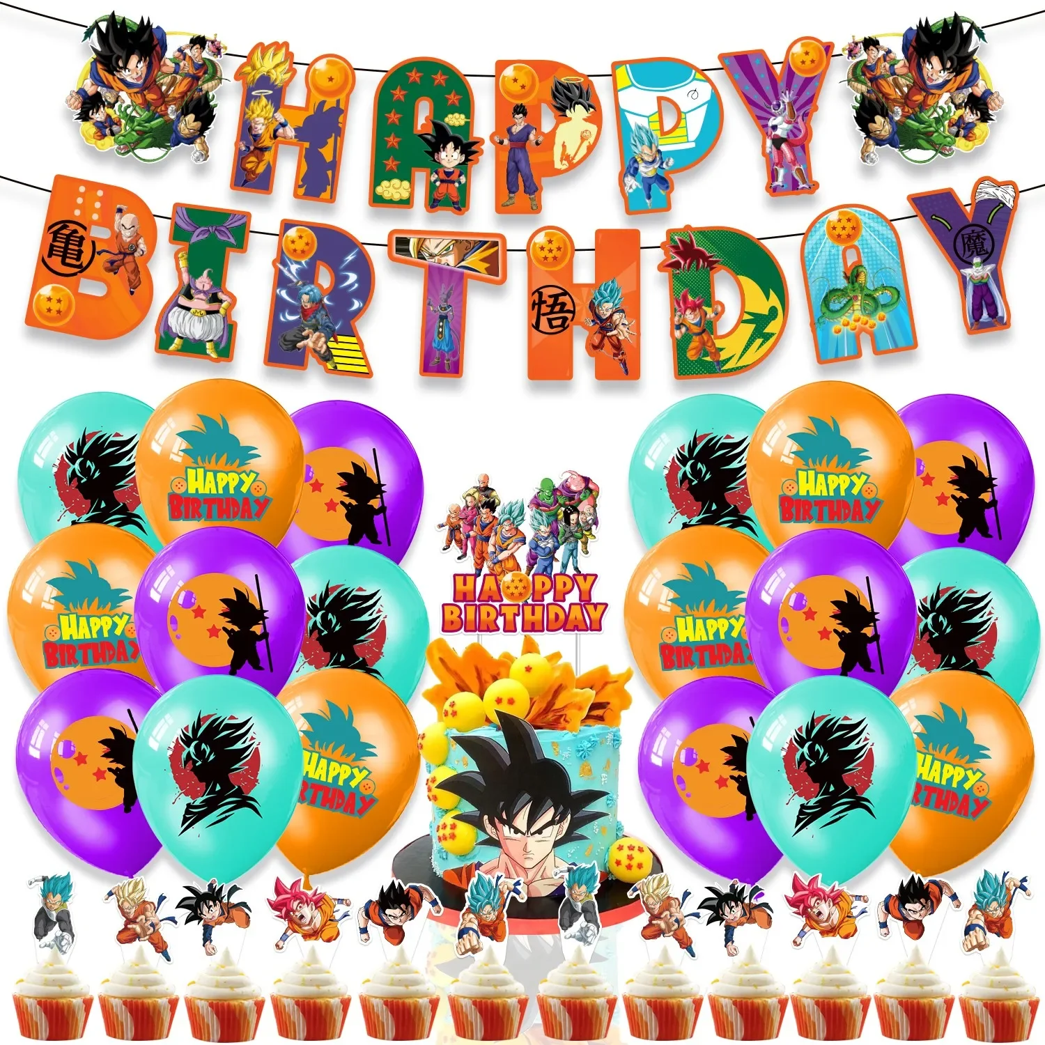 Dragoned Ball Z Anime Theme Birthday Party Decoração, Balões, Louça, Prato, Guardanapos, Suprimentos de Decoração, Baby Shower, Meninos