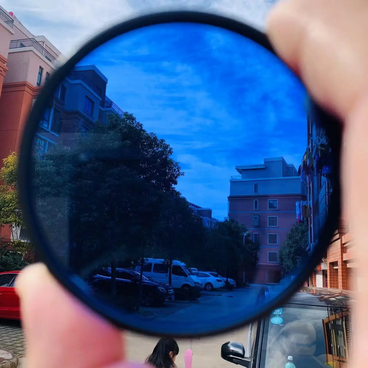 2 pces tamanho total diâmetro 72mm com moldura redonda azul filtro de vidro qb2 para a fotografia da câmera