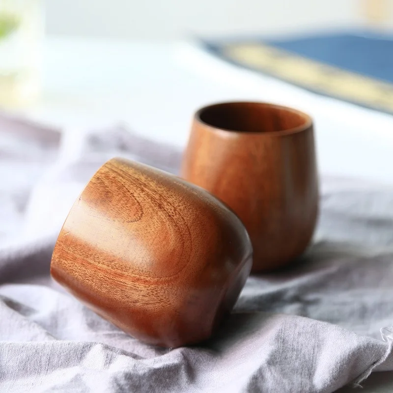 100Ml Big Belly Cup Creative Pattern Solid Wood Handcarved Anti Scald Tea Cups Simple Fragrant Original Tableware 2