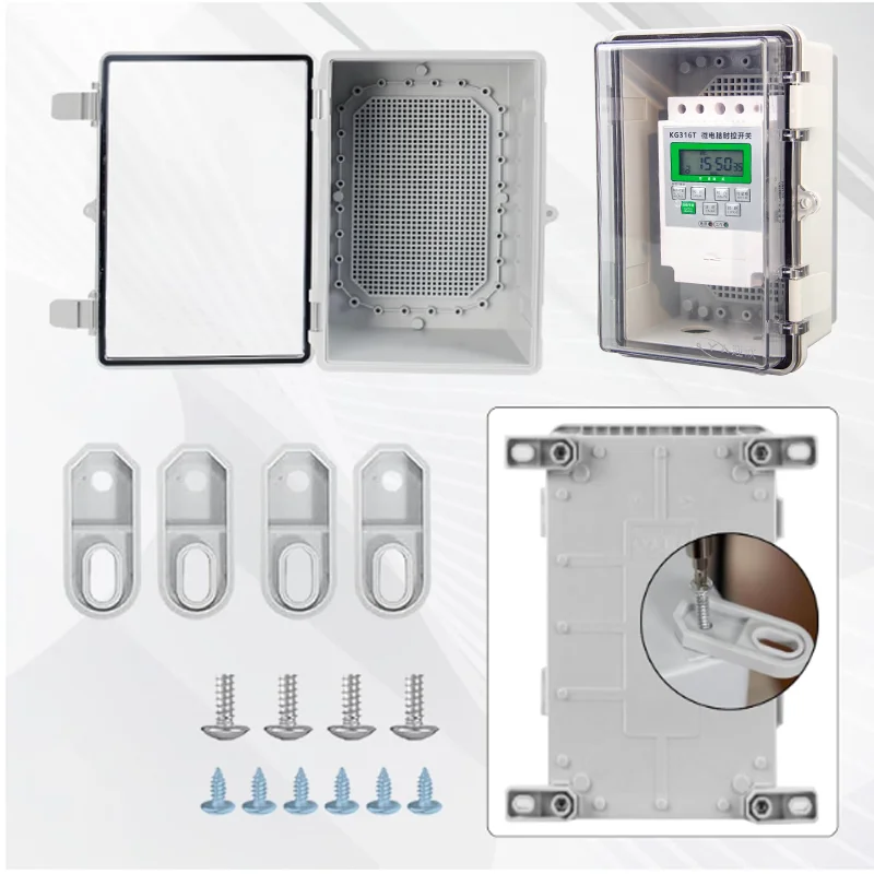 IP66 Waterproof Plastic Enclosure Electrical Junction Box Outdoor Gray Transparent Cover Hinged Buckle Seal Power Distribution