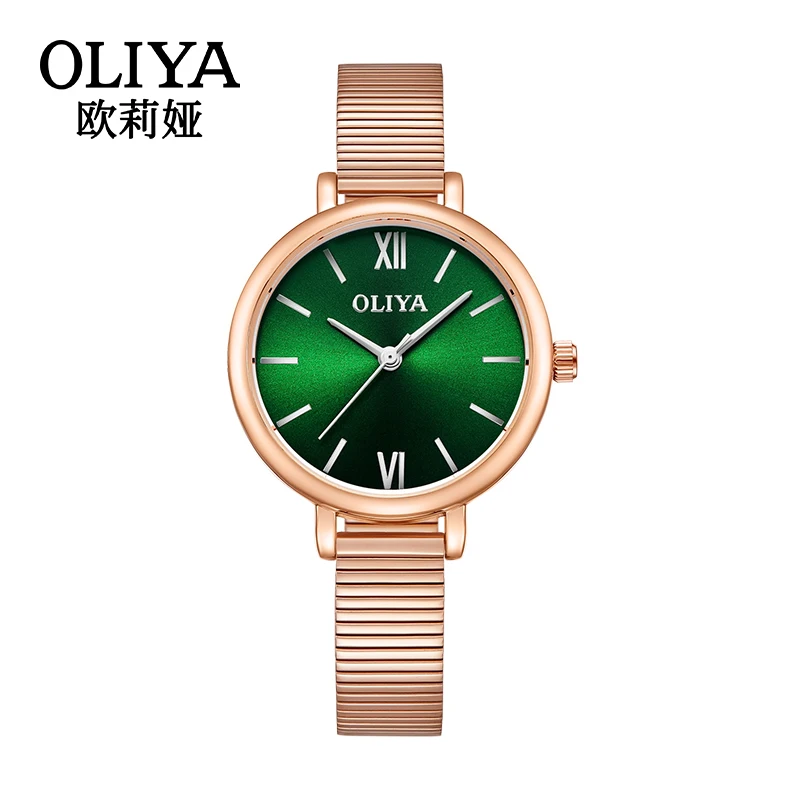Reloj de cuarzo de estilo de lujo para mujer, reloj de pulsera de metal completo, esfera simple de moda, reloj de mujer
