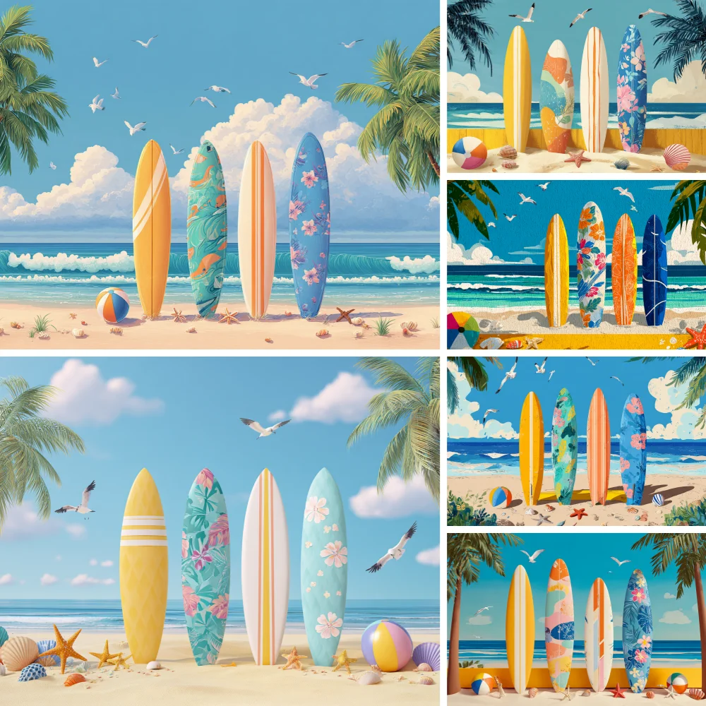 

Summer Hawaii Seaside Beach Backdrop for Photography Aloha Palm Tree Pool Party Travel Holiday Birthday Background Photo Studio