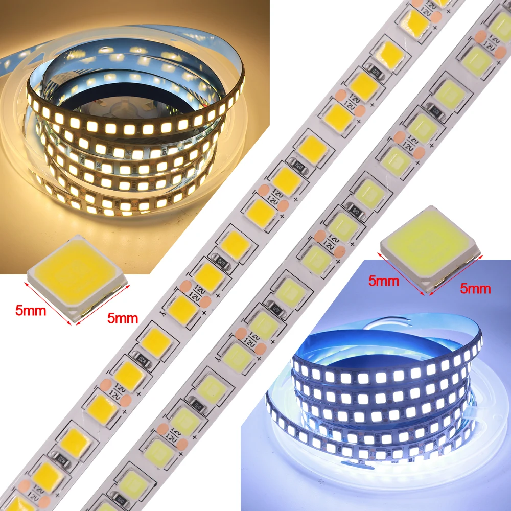 DC12V 24V taśmy LED światła 5M elastyczna taśma LED SMD5054 120 leds/m wodoodporna wstęga LED światła do dekoracji wnętrz