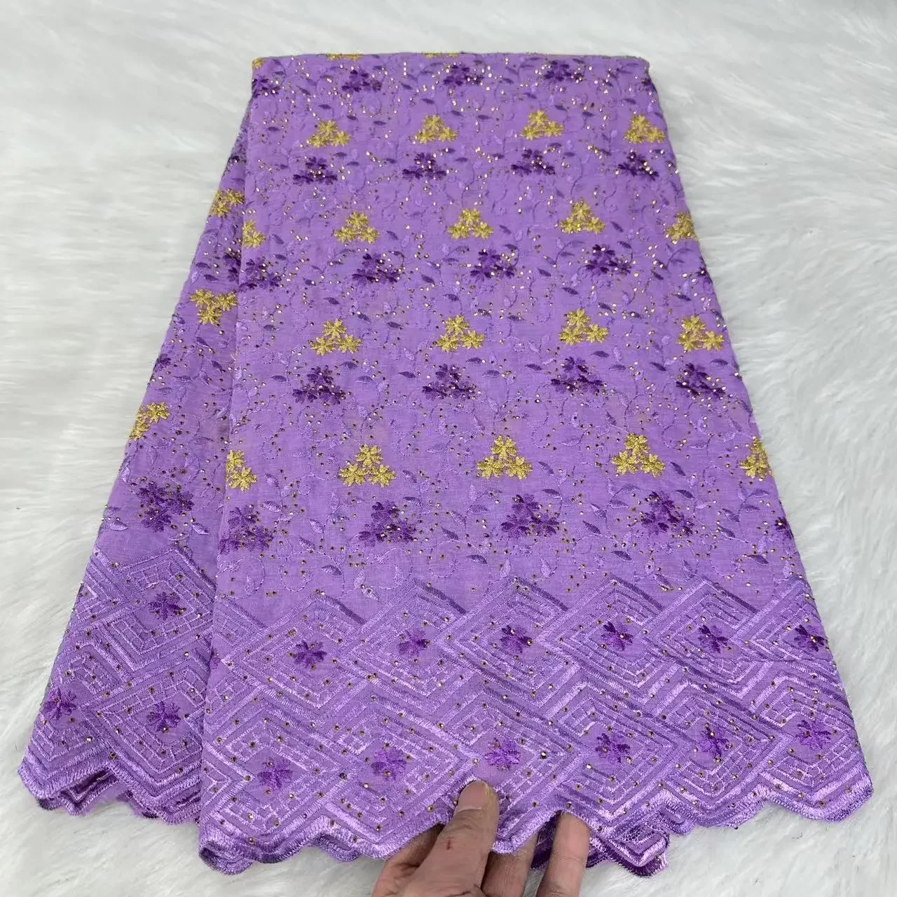 

Purple Nigerian Lace Fabric Embroidered African Swiss Voile Lace Fabrics 5Yards Austria Cotton Dubai Lace Sewing DIY Cloth