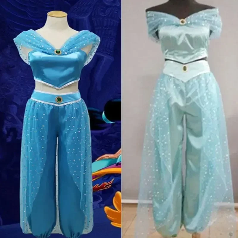 Nieuwe volwassen meisje Aladdin's lamp jasmijn schattig kostuum jurken prinses kostuums voor de Halloween Party buikdans anime meisje