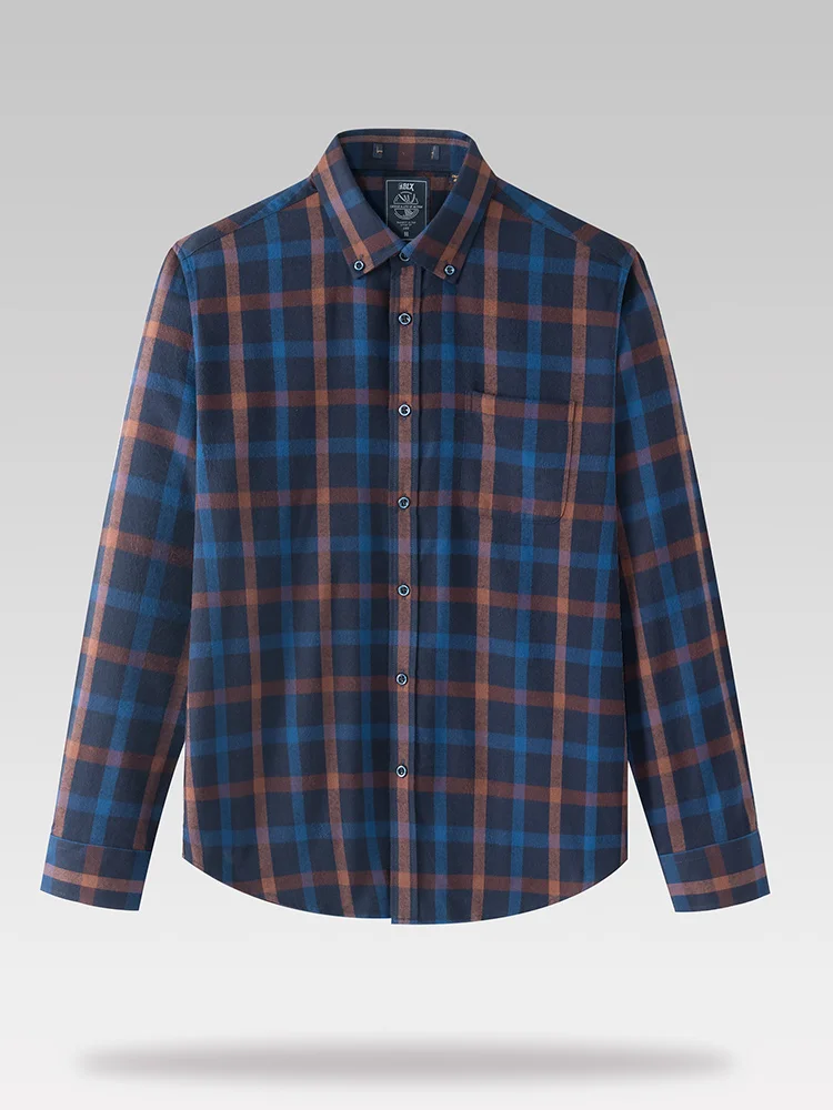 Versatile Quali Men's Plaid Long Sve Casual irt Autumn Winter New Sle Brued Commuting Stand Fit No Ironing Requ...