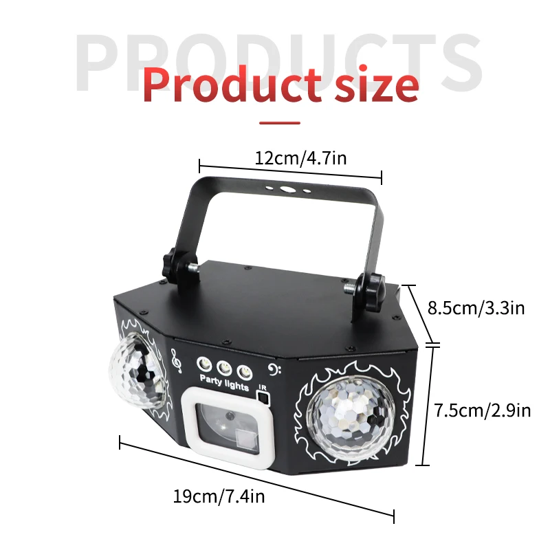 HCWE RGB Disco Ball LED lumières de scène DMX télécommande pour DJ Flash stroboscopique RGBW émettant des couleurs pour l'éclairage de fête et d'événements